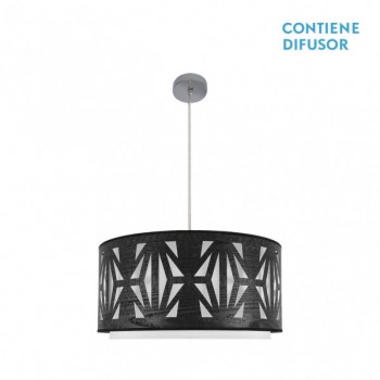Distribuidor - Lâmpadas Diversas | Colgantes Moderno | COLGANTE KATERINA 3XE27 CROMO/MADERA NEGRA REGX60X60 CM Ref: 177996009
